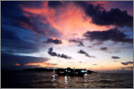 Sunset during squid fishing